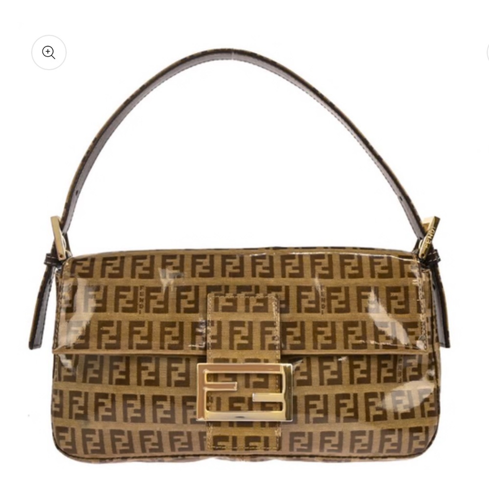 Fendi Brown PVC Zucchino Baguette Vintage Bag